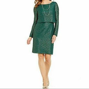NEW Alex Marie Green Metallic Lace Dress size 6